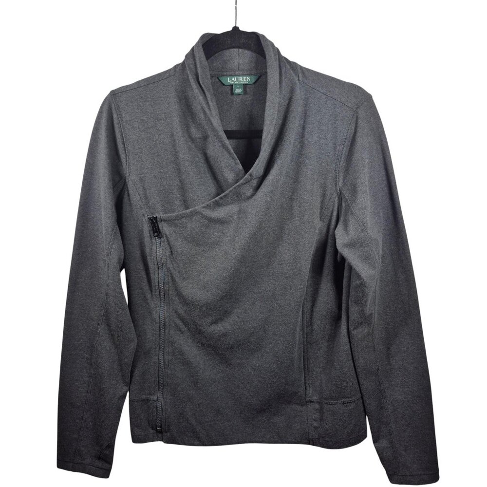Lauren Ralph Lauren Jacket Womens Large Full Zip Motorcycle Drape Classic Biker